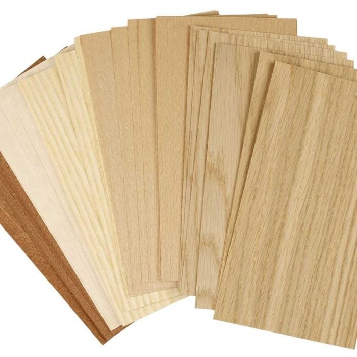 Madera fina de bambú, hoja 12x22 cm, grosor 0,75 mm, 30 hojas stdas/ 1 paquete