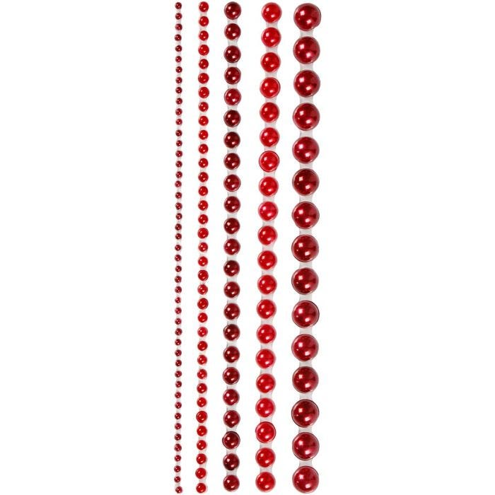 Medias perlas, medidas 2-8 mm, rojo, 140 ud/ 1 paquete