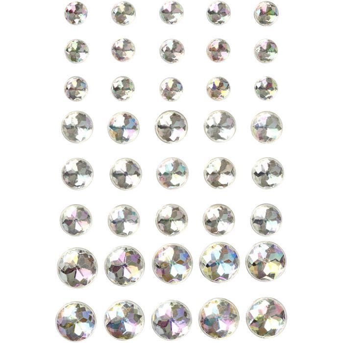 Joyas, medidas 6+8+10 mm, cristal, 40 ud/ 1 paquete