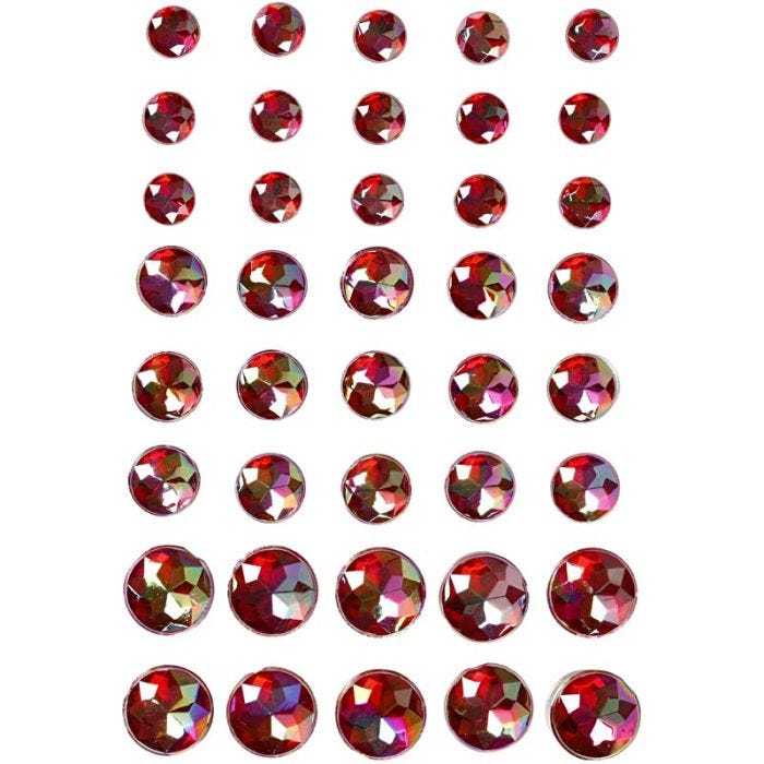 Joyas, medidas 6+8+10 mm, rojo, 40 ud/ 1 paquete