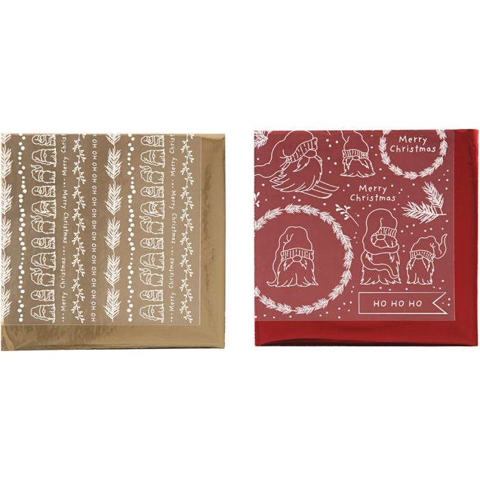 Foil con hoja de transferencia, Navidad tradicional, hoja 15x15 cm, dorado, rojo, 2x2 hoja/ 1 paquete