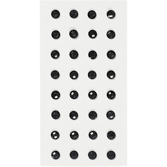 Diamantes de imitación, dia 8 mm, negro, 32 ud/ 1 paquete
