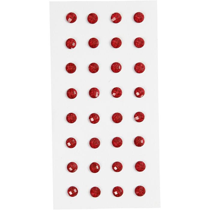 Diamantes de imitación, dia 8 mm, rojo, 32 ud/ 1 paquete