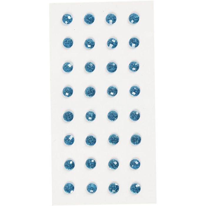 Diamantes de imitación, dia 8 mm, azul, 32 ud/ 1 paquete
