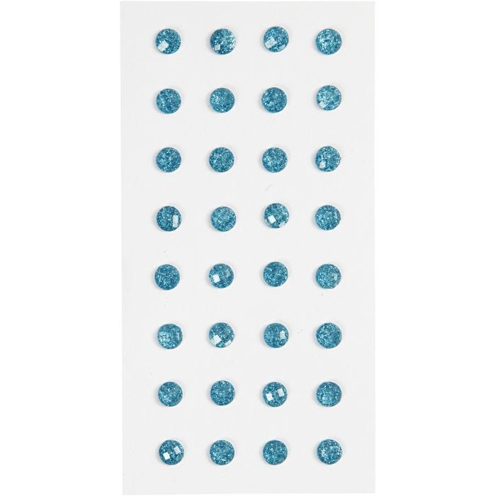 Diamantes de imitación, dia 8 mm, azul claro, 32 ud/ 1 paquete