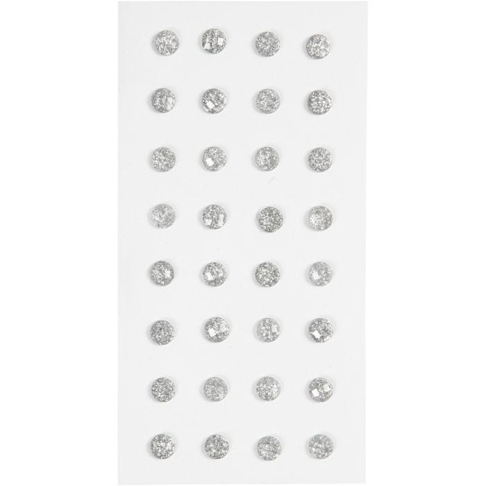 Diamantes de imitación, dia 8 mm, plata, 32 ud/ 1 paquete