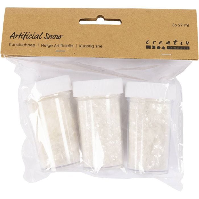 Nieve artificial, blanco purpurina, 3x27 ml/ 1 paquete