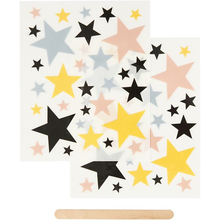 Pegatinas "Rub-on", Estrellas, hoja 12,2x15,3 cm, 1 paquete