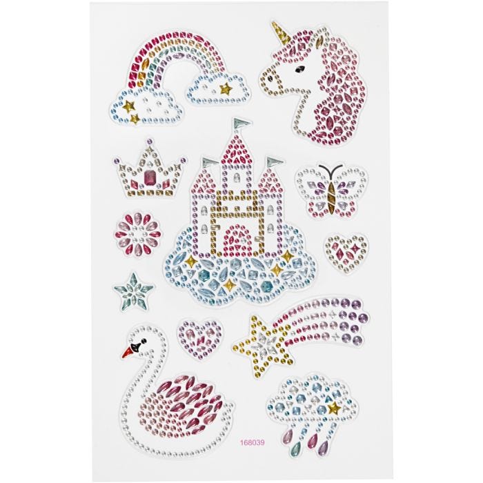 Pegatinas Diamond, mundo unicornio, hoja 10x16 cm, 1 hoja