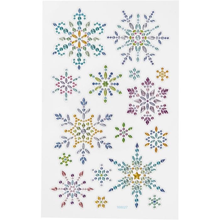 Pegatinas Diamond, copos de nieve, hoja 10x16 cm, 1 hoja