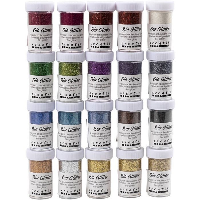 Purpurina bio, surtido de colores, 20x27 ml/ 1 paquete