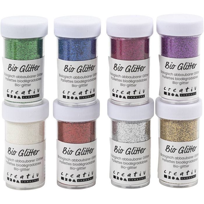 Purpurina bio, surtido de colores, 8x27 ml/ 1 paquete