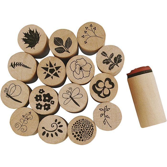 Sellos Deco ART, Flores y hojas, A: 26 mm, dia 20 mm, 15 ud/ 1 paquete