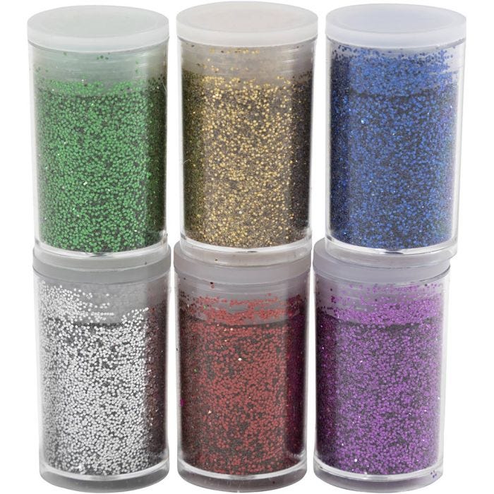 Purpurina bio, surtido de colores, 6x7 ml/ 1 paquete