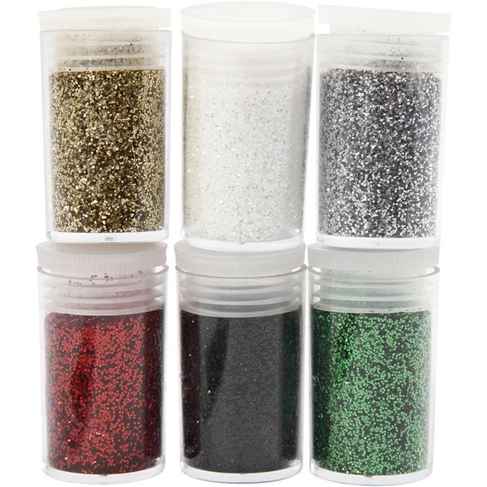 Purpurina, surtido de colores, 6x5 gr/ 1 paquete