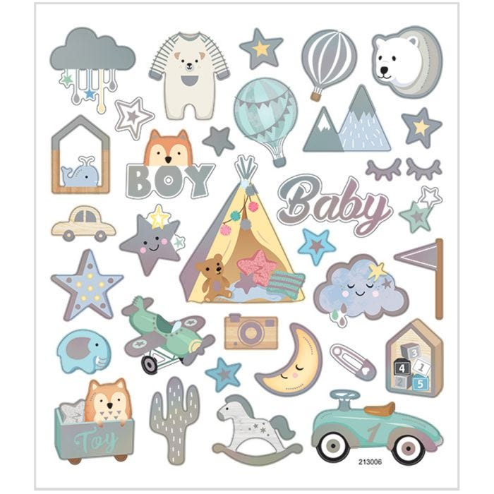 Pegatinas, Baby boy, hoja 15x16,5 cm, 1 hoja