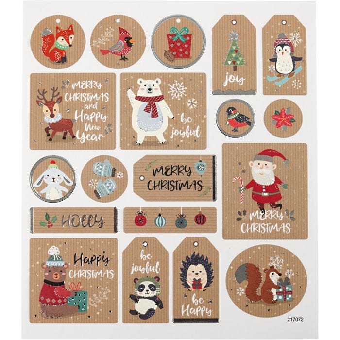Pegatinas, Pegatinas de Navidad, hoja 15x16,5 cm, 1 hoja
