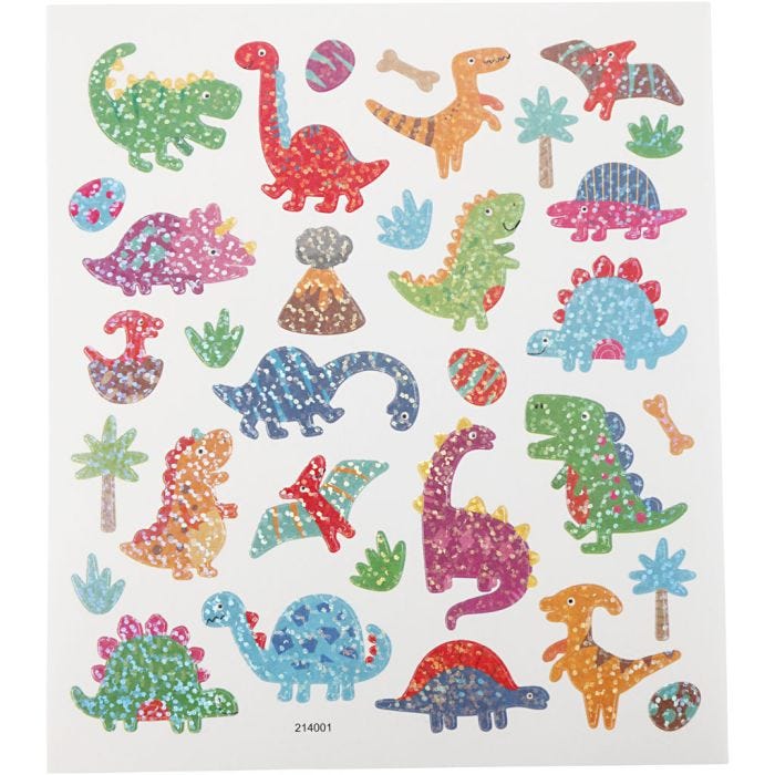 Pegatinas, Dinos, hoja 15x16,5 cm, 1 hoja