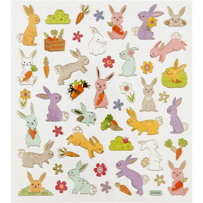 Pegatinas, Conejos de Pascua, 15x16,5 cm, 1 hoja