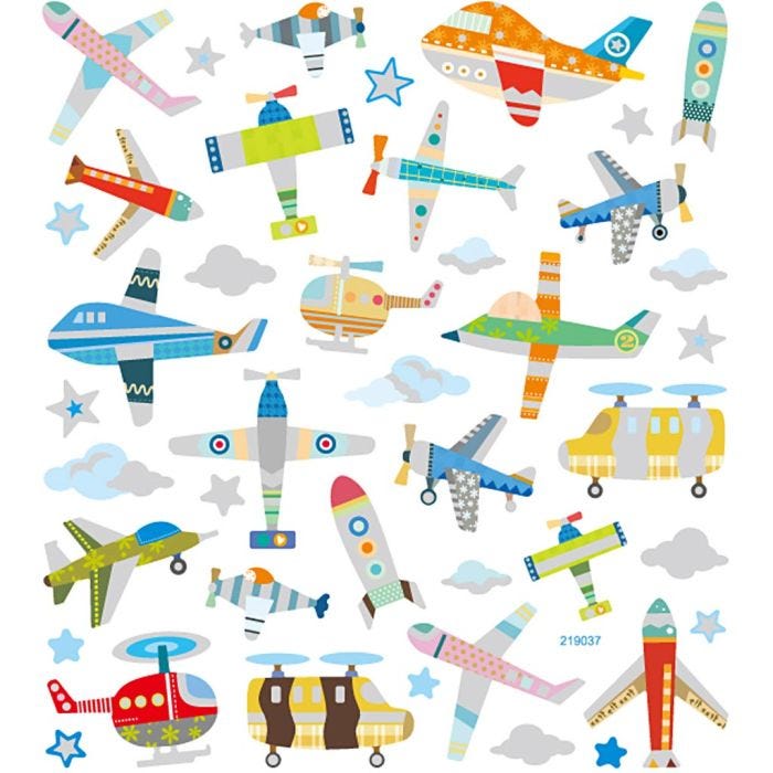 Pegatinas, Aviones y helicópteros, hoja 15x16,5 cm, 1 hoja