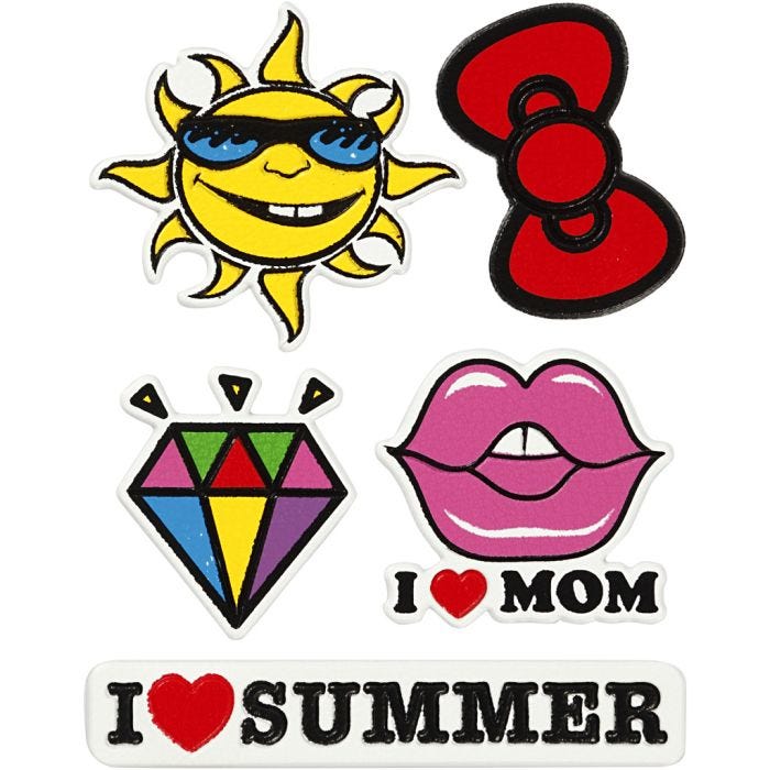 Pegatinas, I Love Mom, hoja 12,2x17,75 cm, 1 hoja
