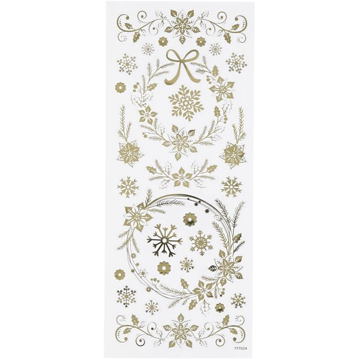 Pegatinas, Estrellas navideñas, hoja 10x24 cm, dorado, 1 hoja