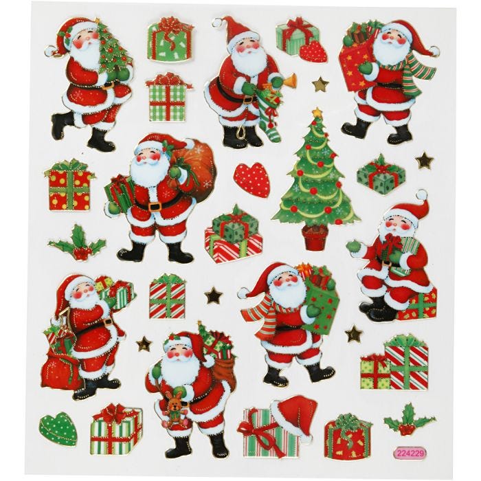Pegatinas, Figuras de Navidad clásicas, 15x16,5 cm, 1 hoja