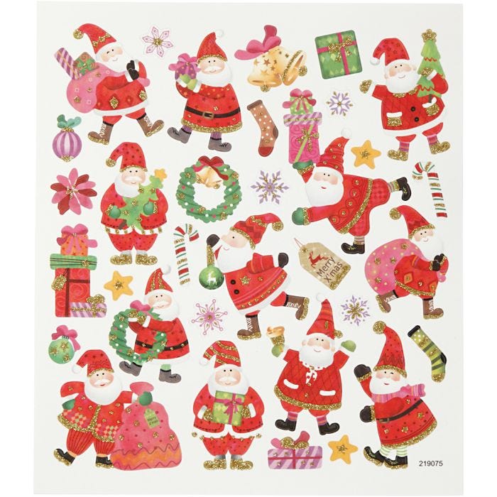 Pegatinas, Santa Claus feliz, hoja 15x16,5 cm, 1 hoja