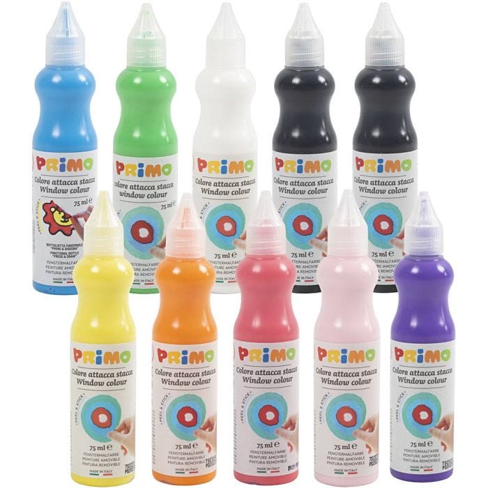 Pintura para ventanas, surtido de colores, 10x75 ml/ 1 paquete