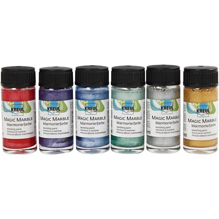 Pintura mágica efecto mármol, colores metálicos, 6x20 ml/ 1 paquete