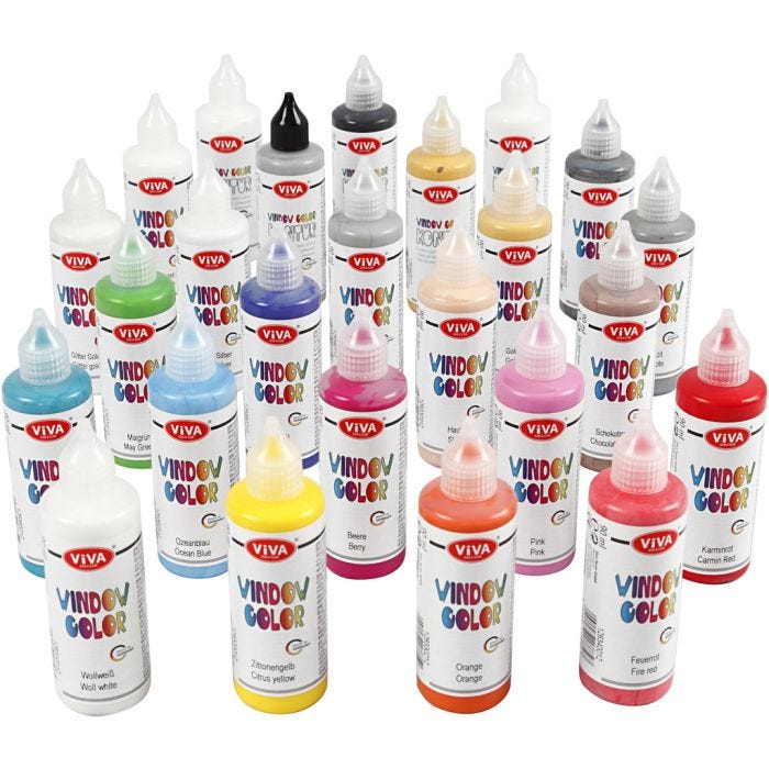 Viva decoración Color de ventana, surtido de colores, 25x90 ml/ 1 paquete