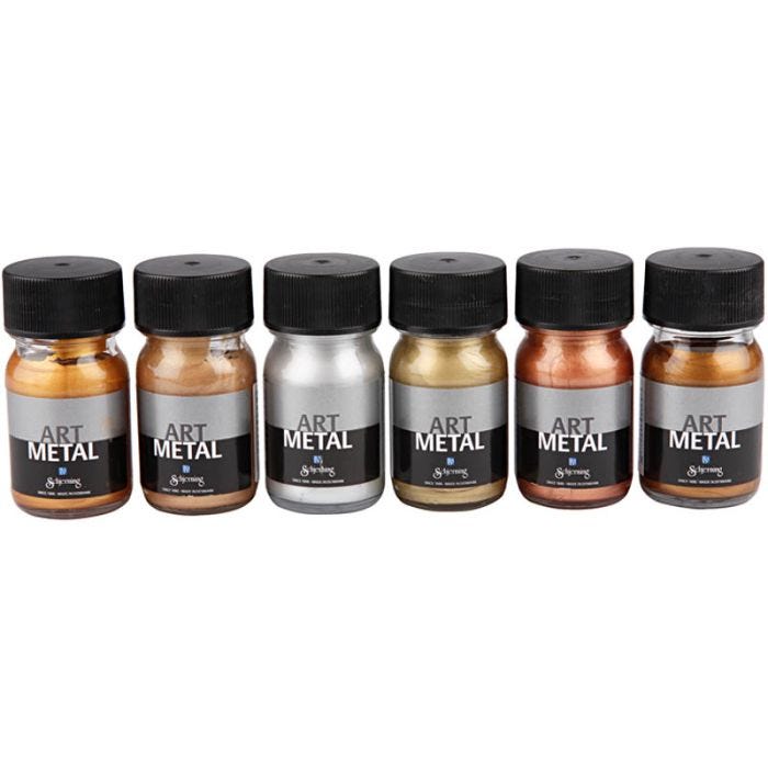 Pintura Art Metal, medida 5102, 5104, 5106, 5108, 5109, 5110, colores metálicos, 6x30 ml/ 1 paquete