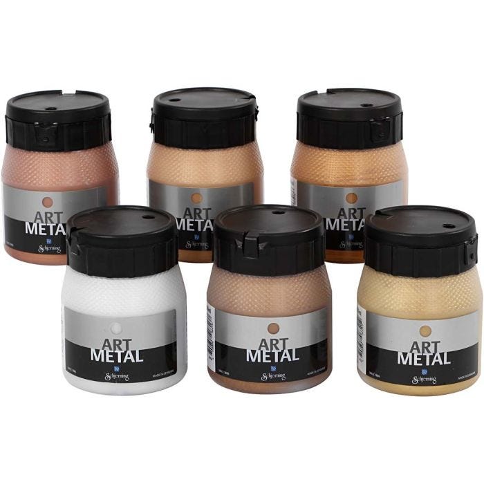 Pintura Art Metal, 5102, 5104, 5106, 5108, 5109, 5110, colores metálicos, 6x250ml/ 1 paquete
