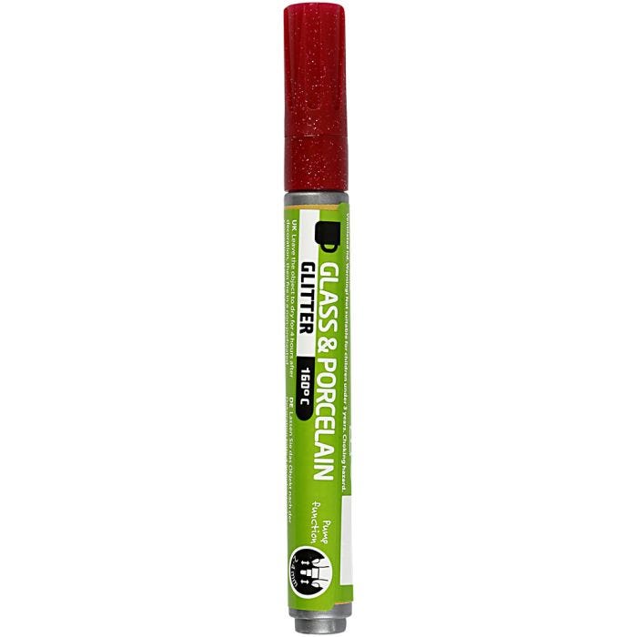 Rotulador Porcelana y Cristal, purpurina, trazo ancho 2-4 mm, semi opaco, rojo oscuro, 1 ud