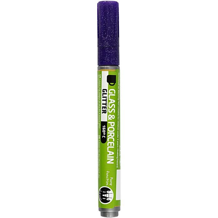Rotulador Porcelana y Cristal, purpurina, trazo ancho 2-4 mm, semi opaco, violeta, 1 ud