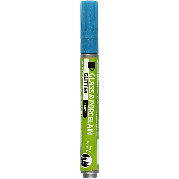 Rotulador Porcelana y Cristal, purpurina, trazo ancho 2-4 mm, semi opaco, turquesa, 1 ud