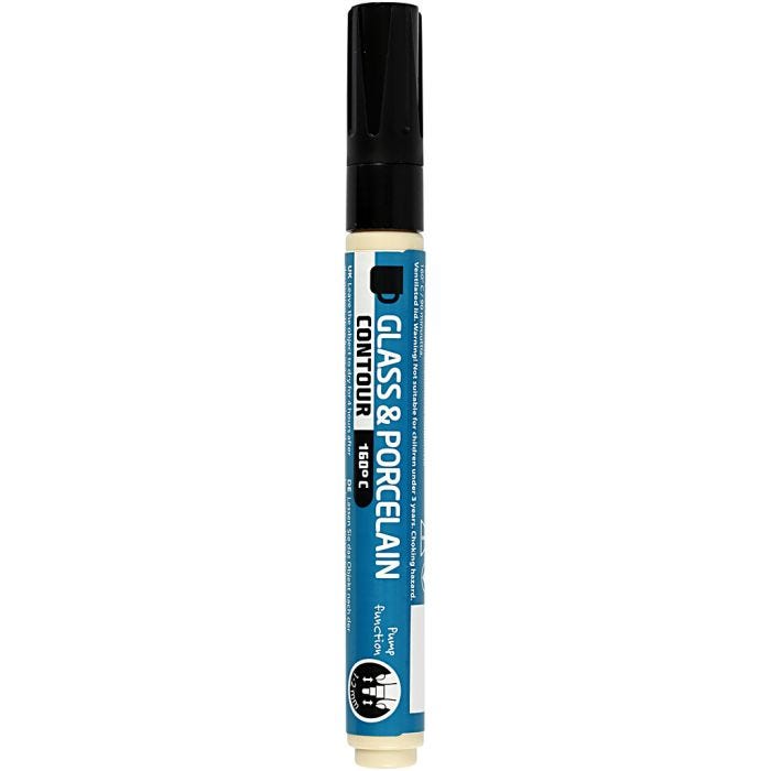 Rotulador porcelana y cristal, trazo ancho 1-2 mm, opaco, negro, 1 ud