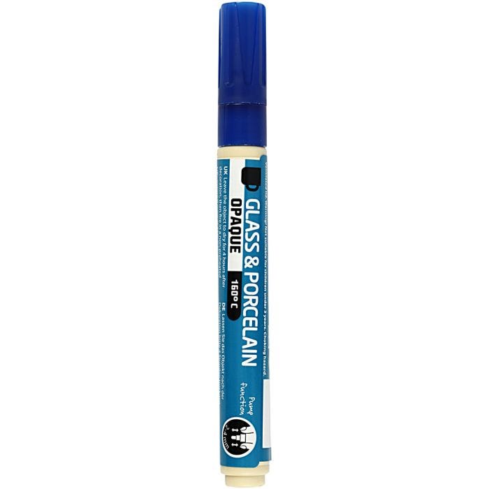 Marcador de porcelana y cristal, trazo ancho 2-4 mm, opaco, azul oscuro, 1 ud
