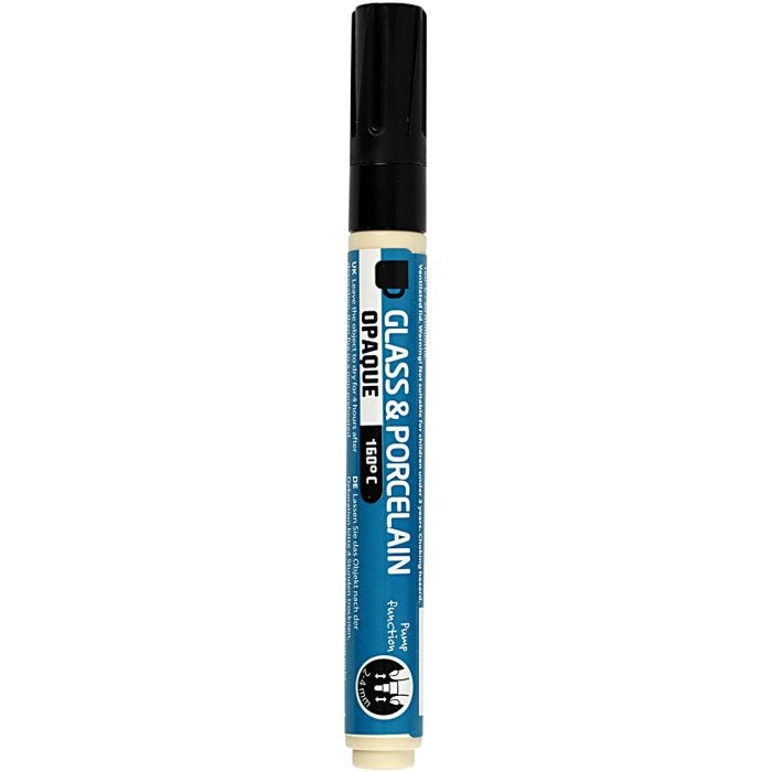Marcador de porcelana y cristal, trazo ancho 2-4 mm, opaco, negro, 1 ud