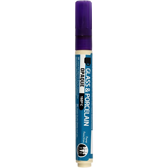 Marcador de porcelana y cristal, trazo ancho 2-4 mm, opaco, morado, 1 ud