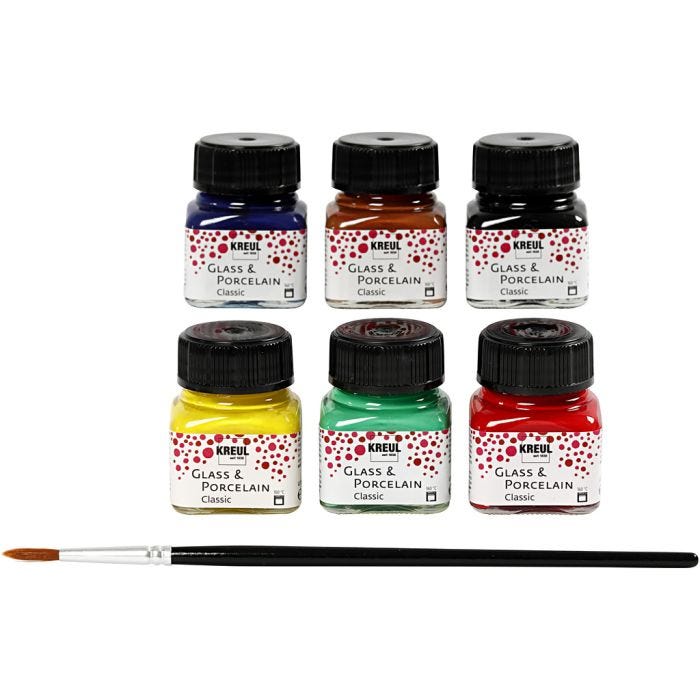 Pintura de Vidrio y Porcelana, surtido de colores, 6x20 ml/ 1 paquete