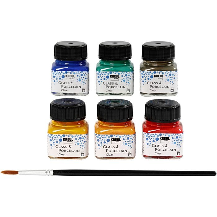 Pintura de Cristal y Porcelana, surtido de colores, 6x20 ml/ 1 paquete