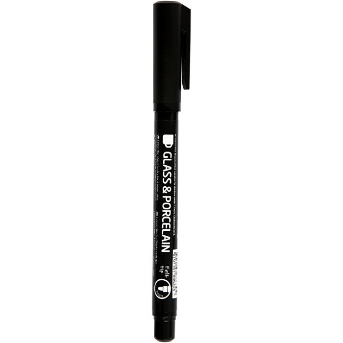 Rotulador de Contorno para Vidrio y Porcelana, trazo ancho 1-3 mm, semi opaco, negro, 1 ud
