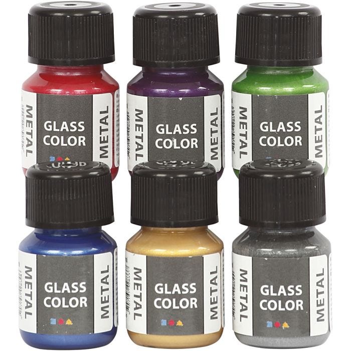 Glass Color Metal, surtido de colores, 6x30 ml/ 1 paquete