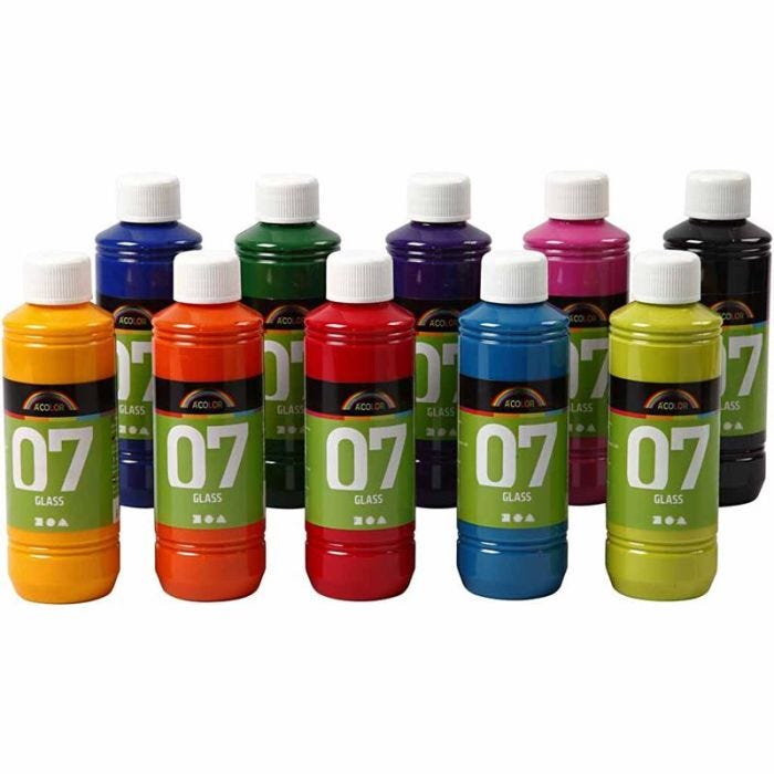 Pintura A-Color Glass, surtido de colores, 10x250 ml/ 1 paquete