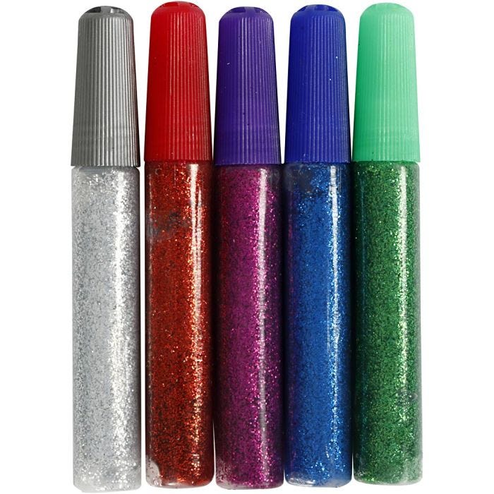 Pegamento con purpurina, surtido de colores, 5x10 ml/ 1 paquete