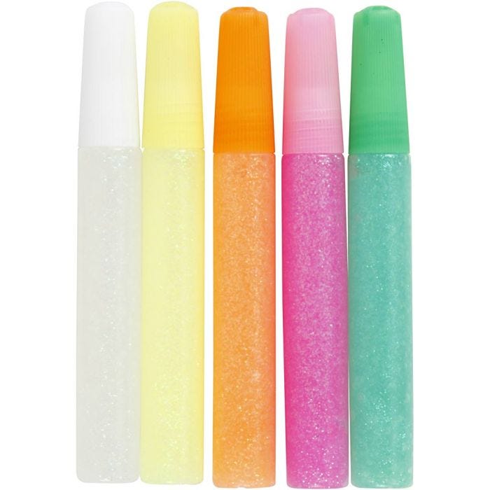 Pegamento con purpurina, colores pastel, 5x10 ml/ 1 paquete