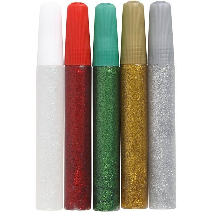 Pegamento con purpurina, surtido de colores, 5x10 ml/ 1 paquete