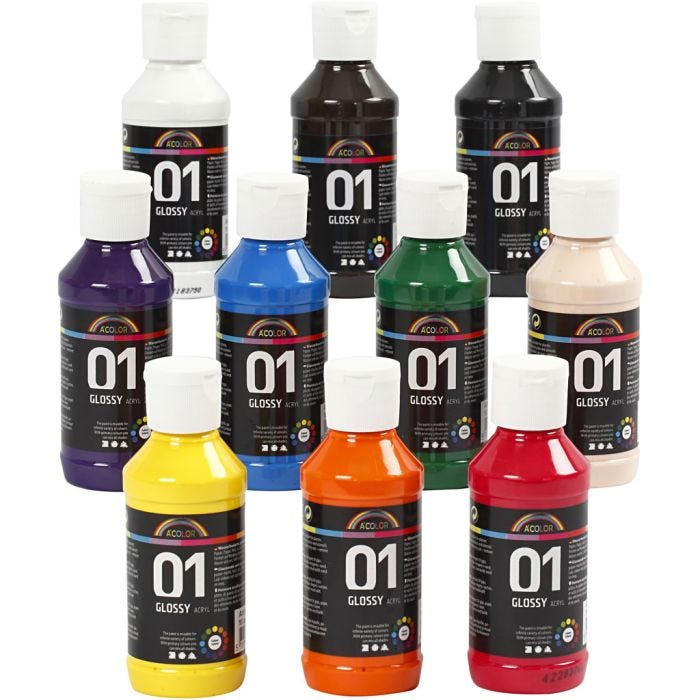 Pintura Acrilica Glossy, surtido de colores, 10x100 ml/ 1 paquete