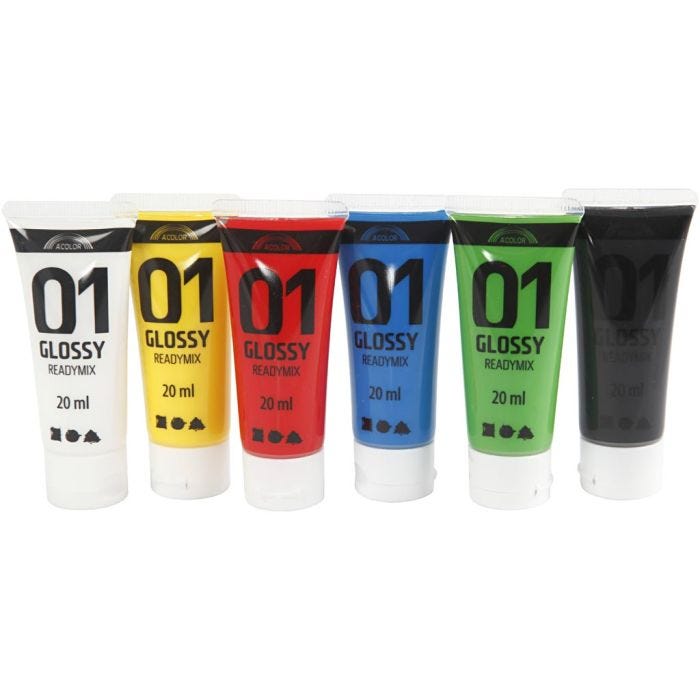 Pintura Acrilica Glossy, colores estándar, 6x20 ml/ 1 paquete